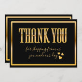 Chic zwart-wit en helder goud bedankkaart (Voorkant / Achterkant)