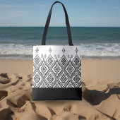 Chic zwart-wit etnisch patroon tote bag