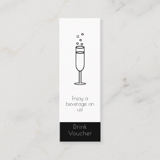 Chic Zwart Wit Event Logo Gratis Drink Voucher Mini Visitekaartje (Voorkant)