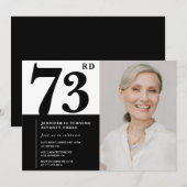 Chic Zwart Wit Foto 73ste Verjaardag Kaart (Voorkant / Achterkant)