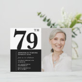 Chic Zwart Wit Foto 79e Verjaardag Kaart (Staand voorkant)