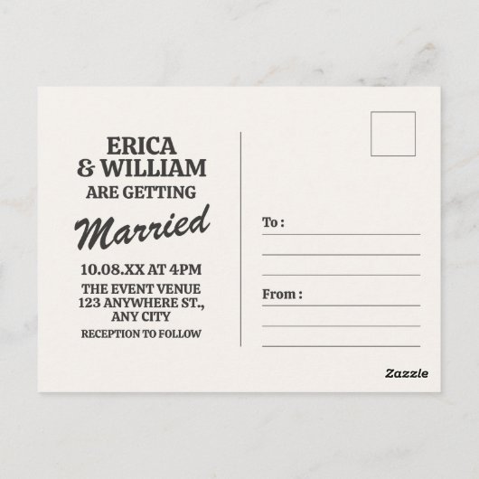 Chic Zwart-wit foto bruiloft uitnodiging (Achterkant)