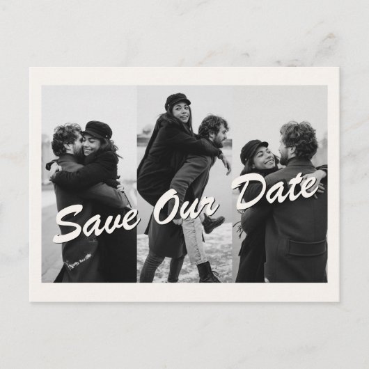 Chic Zwart-wit foto bruiloft uitnodiging (Voorkant)