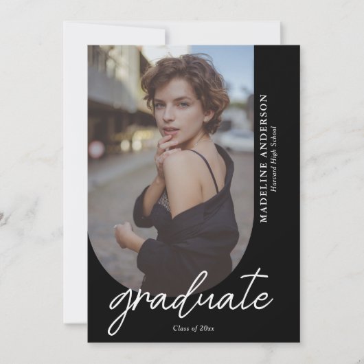 Chic zwart-wit foto collage Afstuderen Kaart (Voorkant)