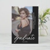 Chic zwart-wit foto collage Afstuderen Kaart (Staand voorkant)