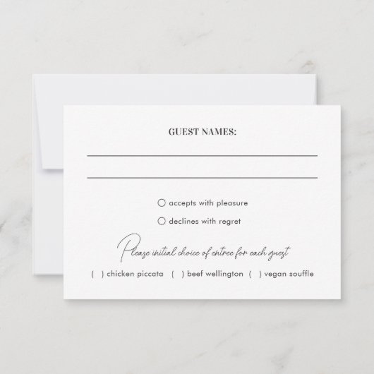 Chic Zwart-wit foto Moderne bruiloft RSVP Kaartje (Achterkant)