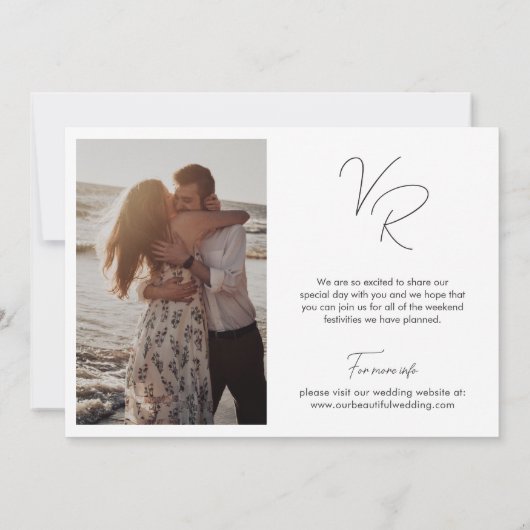 Chic Zwart-wit foto Moderne bruiloft Save The Date (Achterkant)