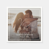 Chic Zwart-wit foto Moderne bruiloft Servet (Voorkant)