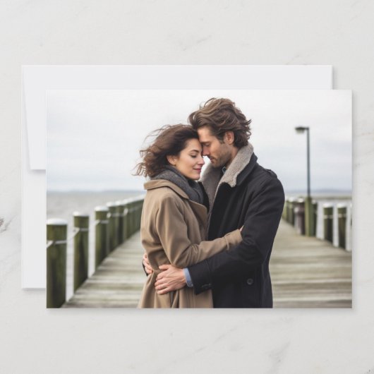 Chic Zwart & Wit Fotobruiloft Bewaar de datum Kaart (Achterkant)