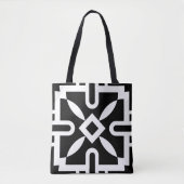 Chic zwart-wit geometrisch diamantpatroon tote bag (Voorkant)
