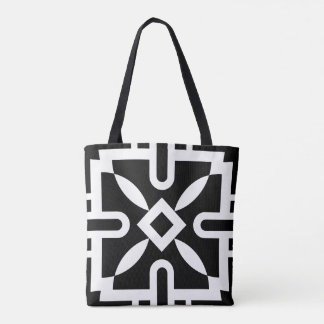 Chic zwart-wit geometrisch diamantpatroon tote bag