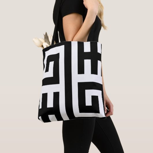 Chic zwart-wit geometrische Canvas tas (Dichtbij)