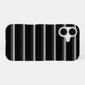 Chic zwart wit gestreept iPhone 16 hoesje (Achterkant horizontaal)