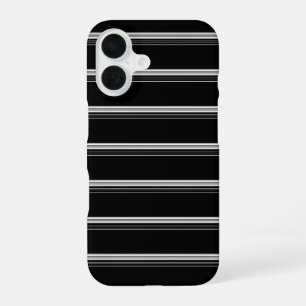 Chic zwart wit gestreept iPhone 16 hoesje