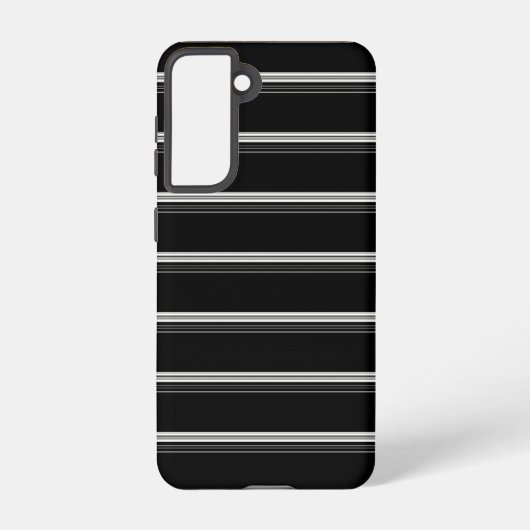 Chic zwart wit gestreept samsung galaxy hoesje (Achterkant)