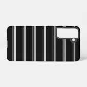 Chic zwart wit gestreept samsung galaxy hoesje (Achterkant horizontaal)