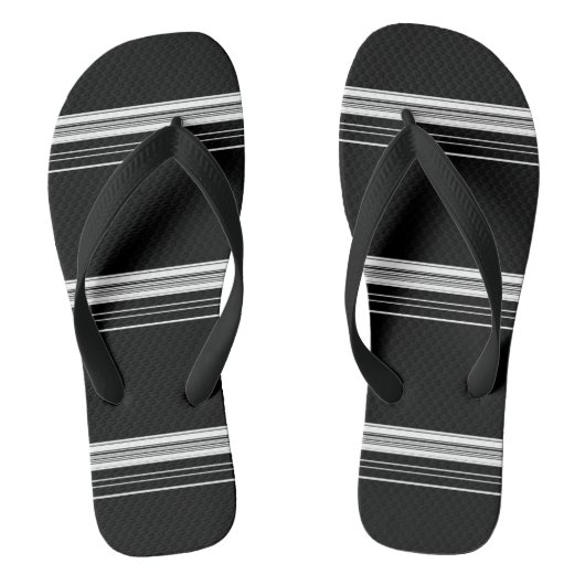 Chic zwart wit gestreept teenslippers (Voetbed)