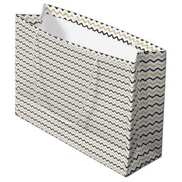 Chic Zwart, Wit & Goud Chevron Gift Bag Groot Cadeauzakje