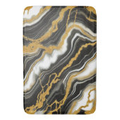 Chic zwart wit goud marmer look glamour badmat (Voorkant Verticaal)