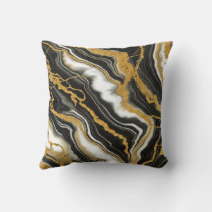 Chic Zwart Wit Goud Marmer Look Glamour Kussen