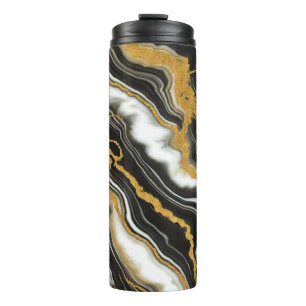 Chic zwart-wit goud marmer look glamour Thermosbeker