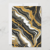 Chic Zwart Wit Goud Marmeren Look Glam Wedding Kaart (Achterkant)