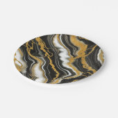 Chic Zwart Wit Goud Marmeren Look Glam Wedding Papieren Bordje (Gekanteld)