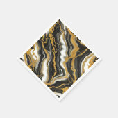 Chic Zwart Wit Goud Marmeren Look Glam Wedding Servet (Hoek)