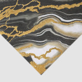 Chic Zwart Wit Goud Marmeren Look Glam Wedding Tissuepapier (Detail)