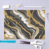 Chic Zwart Wit Goud Marmeren Look Glam Wedding Tissuepapier (Craft)