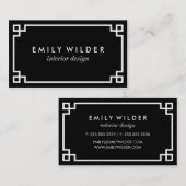 Chic zwart-wit Griekse sleutel Visitekaartje (Voorkant / Achterkant)