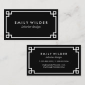 Chic zwart-wit Griekse sleutel Visitekaartje (Voorkant / Achterkant)