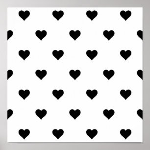 Chic Zwart-wit Hart Romantisch Poster