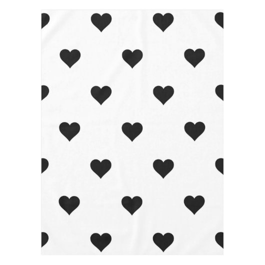 Chic Zwart-wit Hart Romantische Tafel Instelling Tafelkleed (Voorkant)