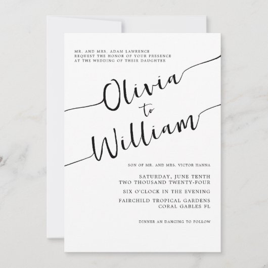 Chic zwart-wit huwelijksuitnodiging kaart (Voorkant)