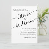 Chic zwart-wit huwelijksuitnodiging kaart (Staand voorkant)