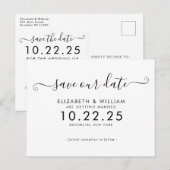 Chic Zwart Wit Kalligrafie Trouwen Save the Date Uitnodiging Briefkaart (Voorkant / Achterkant)
