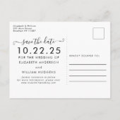 Chic Zwart Wit Kalligrafie Trouwen Save the Date Uitnodiging Briefkaart (Achterkant)