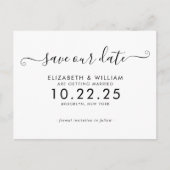 Chic Zwart Wit Kalligrafie Trouwen Save the Date Uitnodiging Briefkaart (Voorkant)