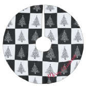 Chic Zwart Wit Kerstbomen Geruit Patroon Kerstboom Rok (Voorkant)