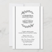 Chic Zwart Wit Laurel Krans Branches BRUILOFT Kaart (Voorkant)