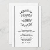 Chic Zwart Wit Laurel Krans Branches BRUILOFT Kaart (Voorkant / Achterkant)