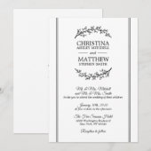 Chic  Zwart Wit Laurel Krans BRUILOFT Kaart (Voorkant / Achterkant)