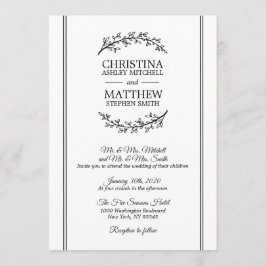 Chic Zwart Wit Laurel Krans BRUILOFT Kaart