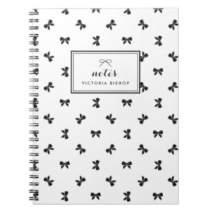 Chic Zwart-wit linten Patroon Custom Notitieboek