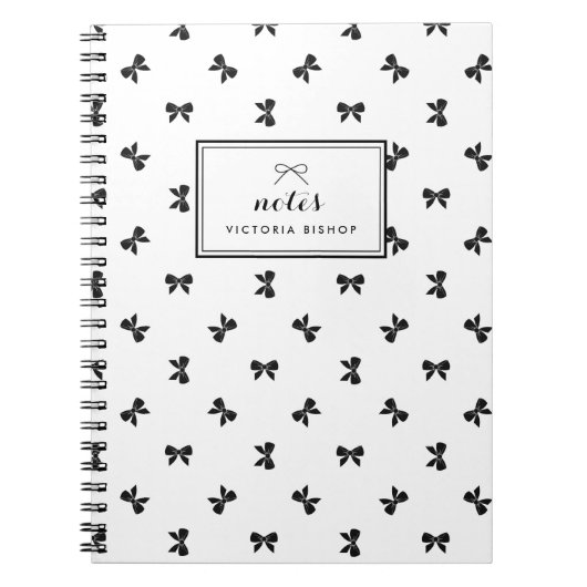 Chic Zwart-wit linten Patroon Custom Notitieboek (Voorkant)