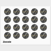 Chic Zwart & Wit Marmer Glamour Dank u Ronde Sticker (Vel)