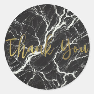Chic Zwart & Wit Marmer Goud Glamour Dank Je Ronde Sticker