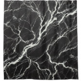 Chic Zwart & Wit Marmer Look Glamour Douchegordijn (Voorkant)