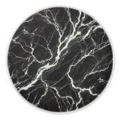 Chic Zwart & Wit Marmer Look Glamour Keramische Knop (Voorkant)